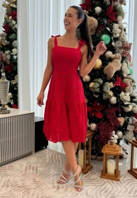 VESTIDO FEMININO CURTO LAISE - COSH JEANS - Vermelho