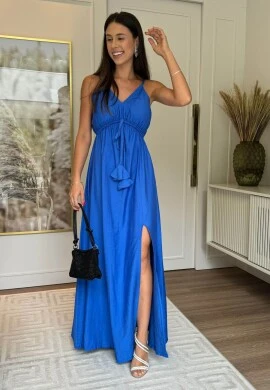VESTIDO FEMININO DE ALCINHAS - COSH JEANS - Azul