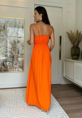 VESTIDO FEMININO DE ALCINHAS - COSH JEANS - Laranja