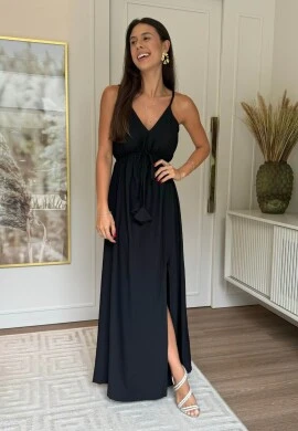VESTIDO FEMININO DE ALCINHAS - COSH JEANS - Preto