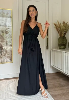VESTIDO FEMININO DE ALCINHAS - COSH JEANS - Preto