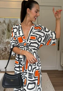 VESTIDO FEMININO ESTAMPADO C/ LASTEX - COSH JEANS - Preto