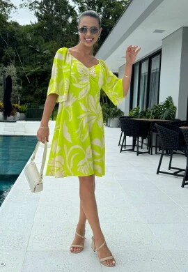 VESTIDO FEMININO ESTAMPADO CURTO - COSH JEANS - Lima