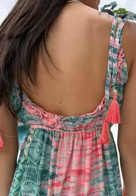 VESTIDO FEMININO INDIANO COM LASTEX - COSH JEANS - Verde bebe