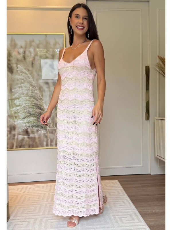 VESTIDO FEMININO JOICE LISTRADO - COSH JEANS - Rosa