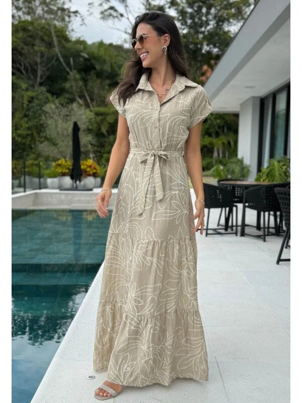 VESTIDO FEMININO PETRA - COSH JEANS - Bege