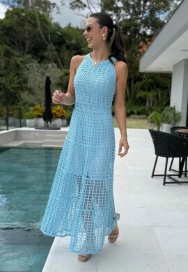 VESTIDO FEMININO TRICOT AMALIA - COSH JEANS - Azul