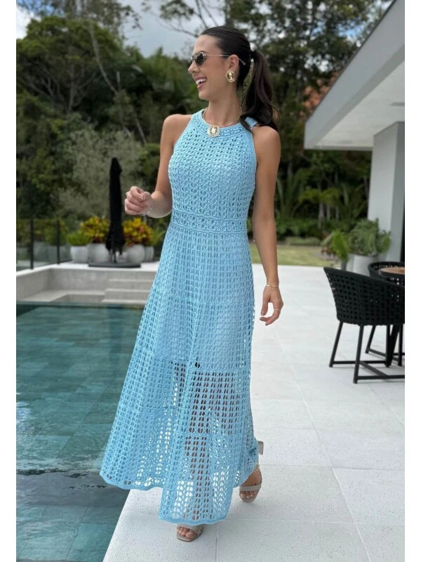 VESTIDO FEMININO TRICOT AMALIA - COSH JEANS - Azul