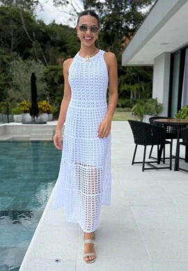 VESTIDO FEMININO TRICOT AMALIA - COSH JEANS - Branco