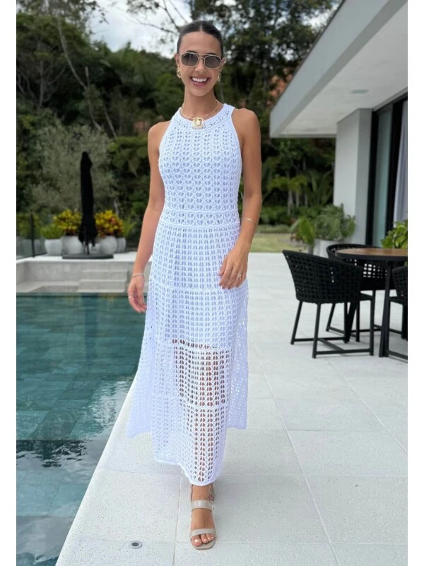 VESTIDO FEMININO TRICOT AMALIA - COSH JEANS - Branco