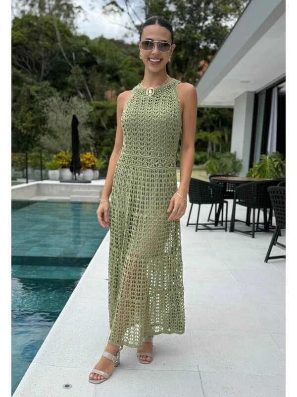 VESTIDO FEMININO TRICOT AMALIA - COSH JEANS - Verde