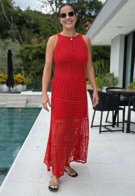VESTIDO FEMININO TRICOT AMALIA - COSH JEANS - Vermelho