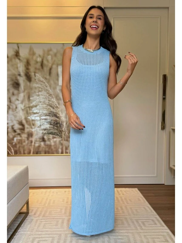 VESTIDO FEMININO TRICOT HELENA - COSH JEANS - Azul