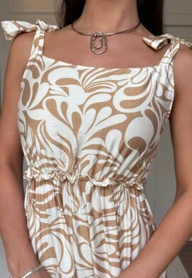 VESTIDO FLORAL ALÇAS REGULAVEIS - COSH JEANS - Marrom