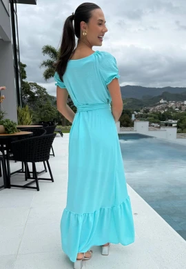 VESTIDO GLORIA TRANSPASSADO - COSH JEANS - Azul claro