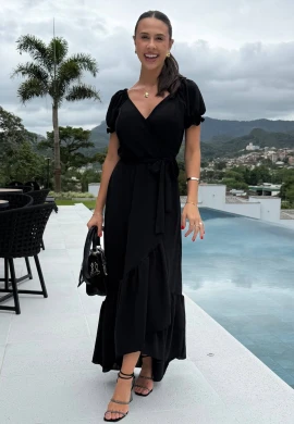 VESTIDO GLORIA TRANSPASSADO - COSH JEANS - Preto