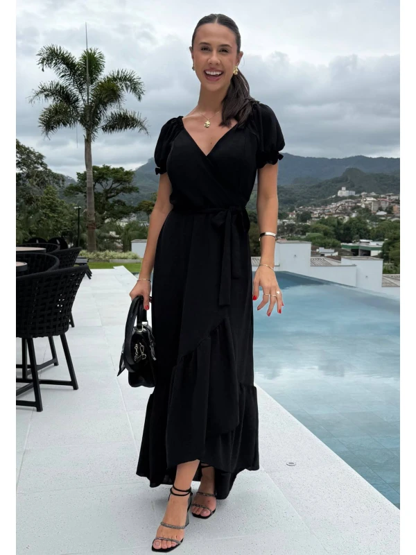 VESTIDO GLORIA TRANSPASSADO - COSH JEANS - Preto