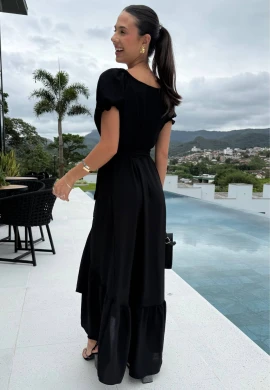 VESTIDO GLORIA TRANSPASSADO - COSH JEANS - Preto