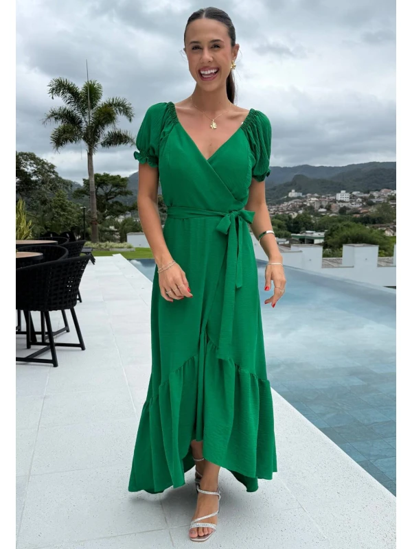 VESTIDO GLORIA TRANSPASSADO - COSH JEANS - Verde