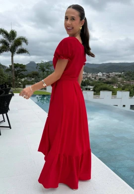 VESTIDO GLORIA TRANSPASSADO - COSH JEANS - Vermelho