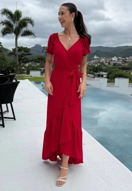 VESTIDO GLORIA TRANSPASSADO - COSH JEANS - Vermelho