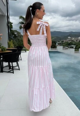 VESTIDO GRAZIELA - COSH JEANS - Rosa/branco