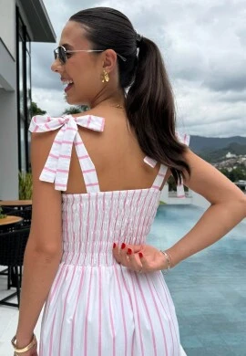 VESTIDO GRAZIELA - COSH JEANS - Rosa/branco