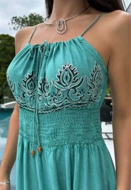VESTIDO INDIANO COM LASTEX - COSH JEANS - Verde