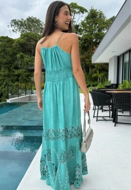VESTIDO INDIANO COM LASTEX - COSH JEANS - Verde