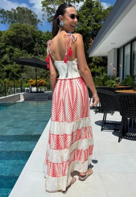 VESTIDO INDIANO DE LASTEX - COSH JEANS - Vermelho