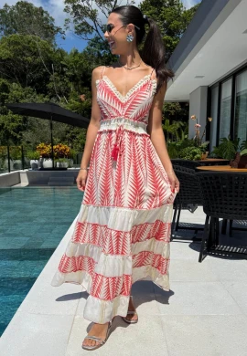 VESTIDO INDIANO DE LASTEX - COSH JEANS - Vermelho
