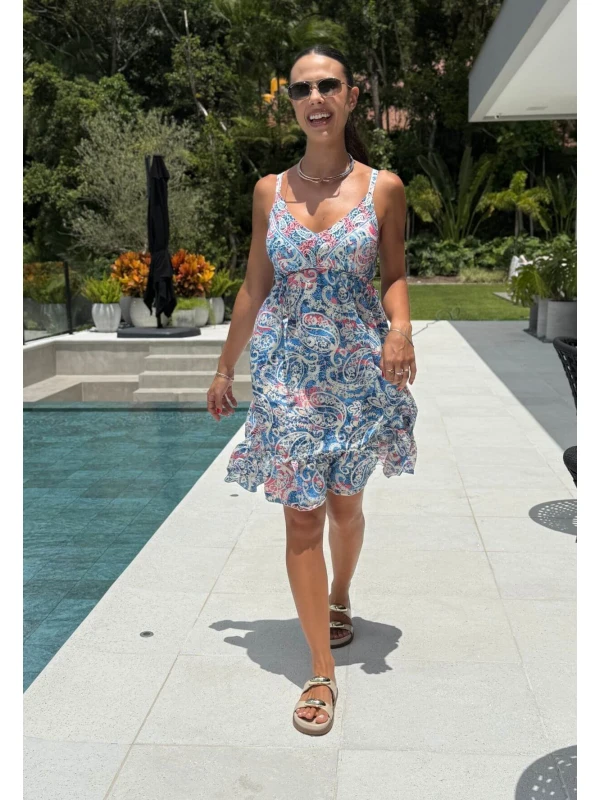 VESTIDO INDIANO KALI CURTO - COSH JEANS - Azul