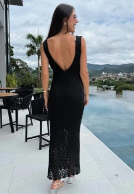 VESTIDO KARIN METALIZADO - COSH JEANS - Preto