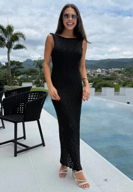 VESTIDO KARIN METALIZADO - COSH JEANS - Preto