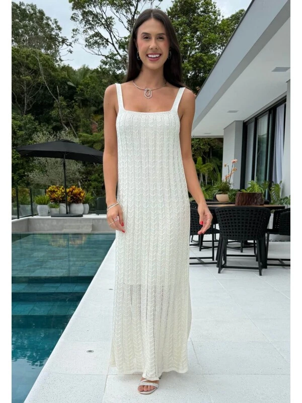 VESTIDO KIARA FIO METALIZADO - COSH JEANS - Off white