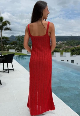 VESTIDO KIARA FIO METALIZADO - COSH JEANS - Vermelho