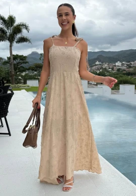 VESTIDO LAISSA FLORAL - COSH JEANS - Capuccino