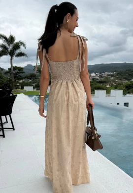 VESTIDO LAISSA FLORAL - COSH JEANS - Capuccino
