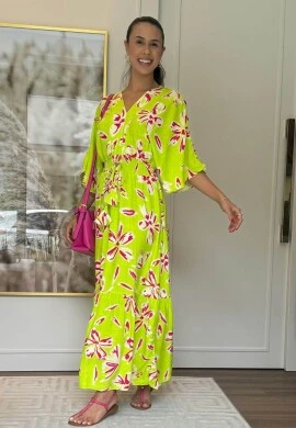 VESTIDO LASTEX CINTURA ESTAMPADO - COSH JEANS - Lima