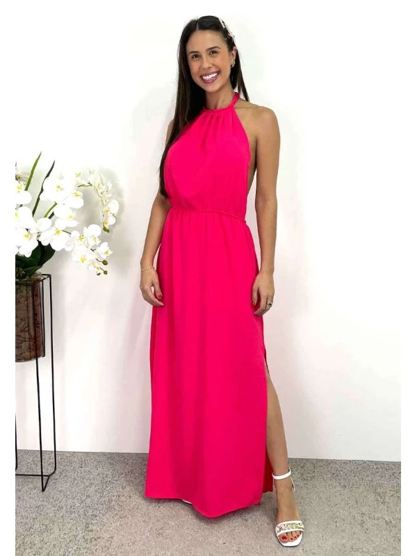 VESTIDO LONGO AMARRAÇÃO TRANÇADA - COSH JEANS - Rosa