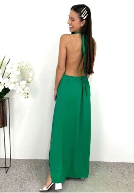 VESTIDO LONGO AMARRAÇÃO TRANÇADA - COSH JEANS - Verde