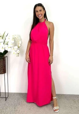 VESTIDO LONGO AMARRAÇÃO TRANÇADA - COSH JEANS - Rosa