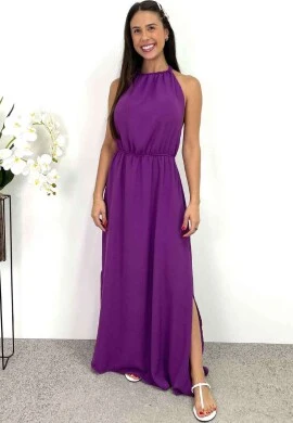 VESTIDO LONGO AMARRAÇÃO TRANÇADA - COSH JEANS - Roxo