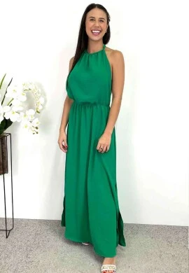VESTIDO LONGO AMARRAÇÃO TRANÇADA - COSH JEANS - Verde