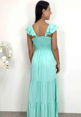VESTIDO LONGO C/ BOTÕES FEMININO - COSH JEANS - Verde agua
