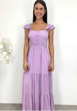 VESTIDO LONGO C/ BOTÕES FEMININO - COSH JEANS - Lavanda