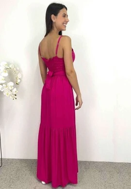 VESTIDO LONGO COM AMARRAÇÃO - COSH JEANS - Pink