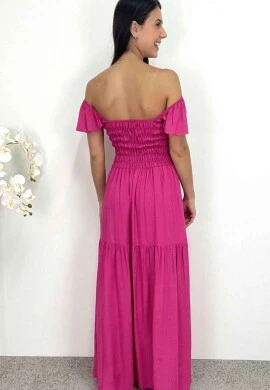VESTIDO LONGO COM CORTE NA LATERAL - COSH JEANS - Pink