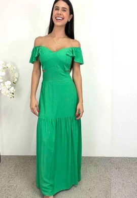 VESTIDO LONGO COM CORTE NA LATERAL - COSH JEANS - Verde