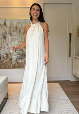 VESTIDO LONGO FRENTE UNICA - COSH JEANS - Cru